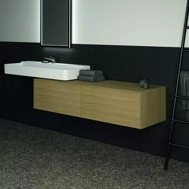 Dulap baza suspendat Ideal Standard Atelier Conca finisaj stejar deschis 2 sertare cu blat 160 cm [5]