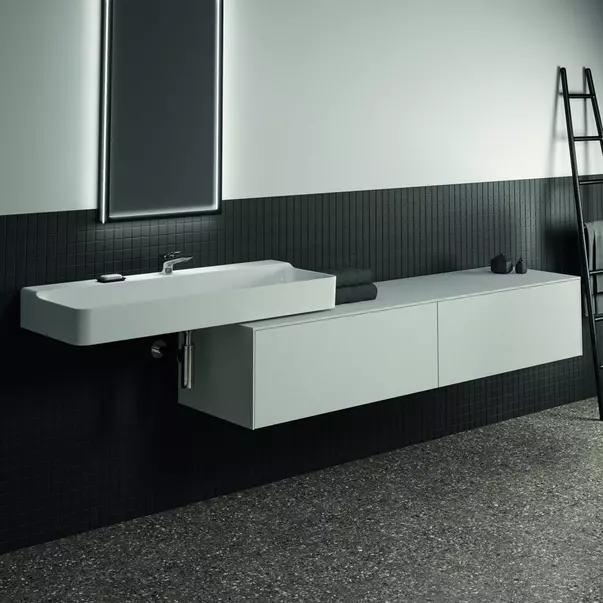Dulap baza suspendat Ideal Standard Atelier Conca alb mat 2 sertare cu blat 200 cm [2]
