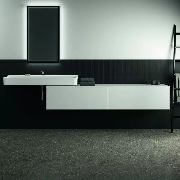 Dulap baza suspendat Ideal Standard Atelier Conca alb mat 2 sertare cu blat 200 cm [3]