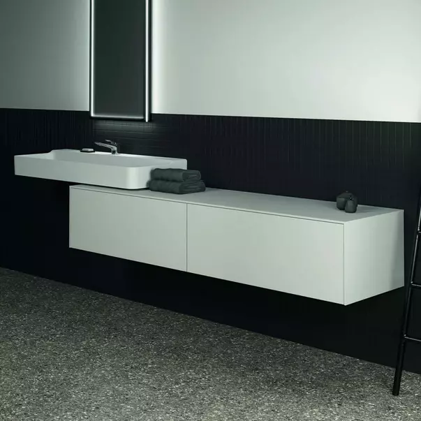 Dulap baza suspendat Ideal Standard Atelier Conca alb mat 2 sertare cu blat 200 cm [4]