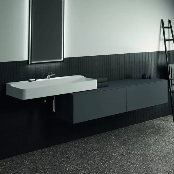 Mobilier Baie - Dulap baza suspendat Ideal Standard Atelier Conca antracit mat 2 sertare cu blat 200 cm