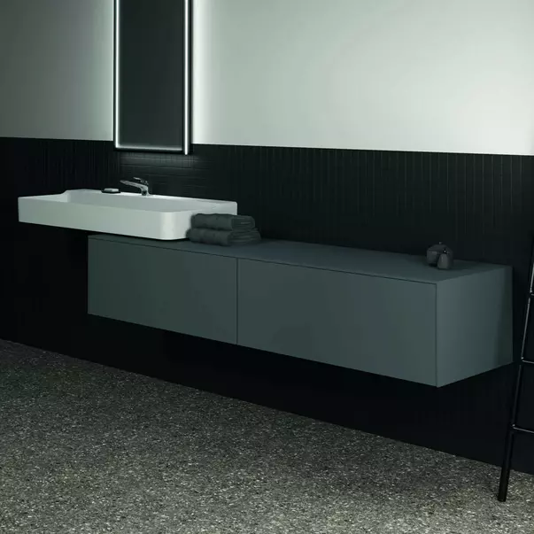 Dulap baza suspendat Ideal Standard Atelier Conca antracit mat 2 sertare cu blat 200 cm [4]