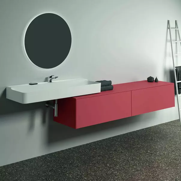 Dulap baza suspendat Ideal Standard Atelier Conca  rosu - oranj mat 2 sertare cu blat 200 cm [2]