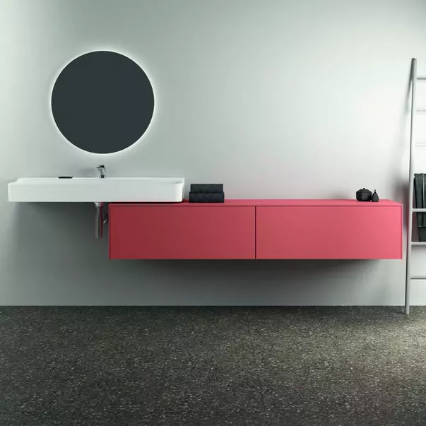 Dulap baza suspendat Ideal Standard Atelier Conca  rosu - oranj mat 2 sertare cu blat 200 cm [4]