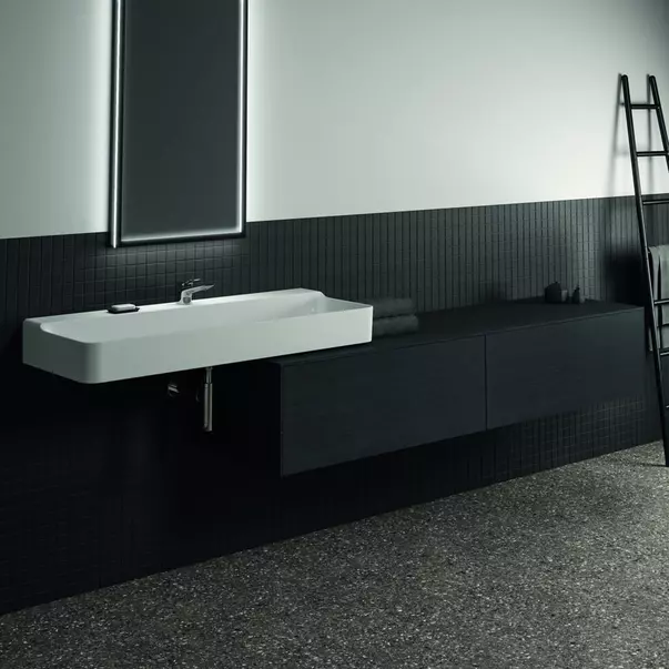 Dulap baza suspendat Ideal Standard Atelier Conca finisaj stejar inchis 2 sertare cu blat 200 cm [2]