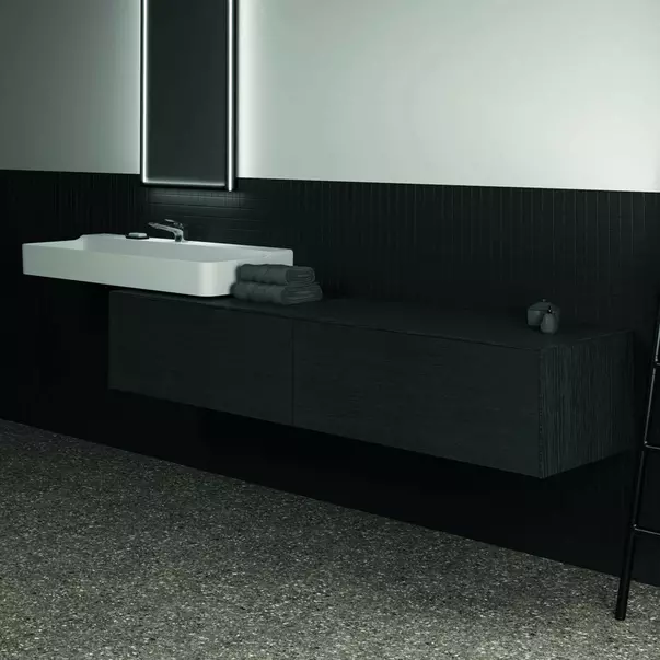 Dulap baza suspendat Ideal Standard Atelier Conca finisaj stejar inchis 2 sertare cu blat 200 cm [3]