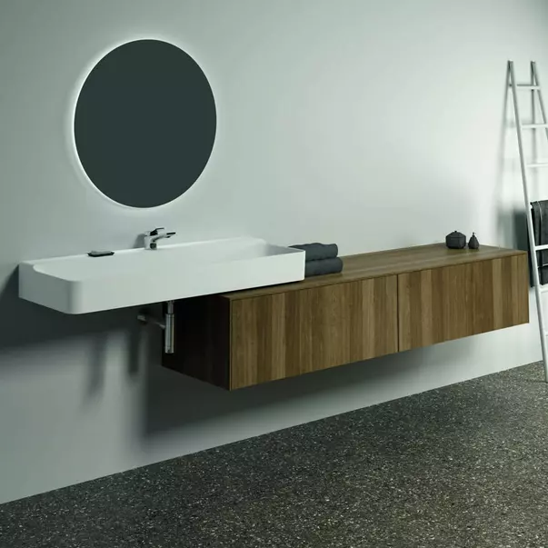  Dulapuri baie - Dulap baza suspendat Ideal Standard Atelier Conca finisaj nuc inchis 2 sertare cu blat 200 cm