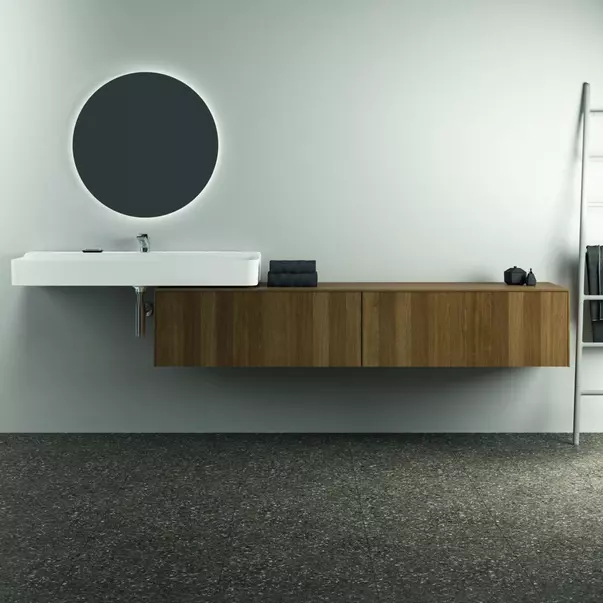 Dulap baza suspendat Ideal Standard Atelier Conca finisaj nuc inchis 2 sertare cu blat 200 cm [3]