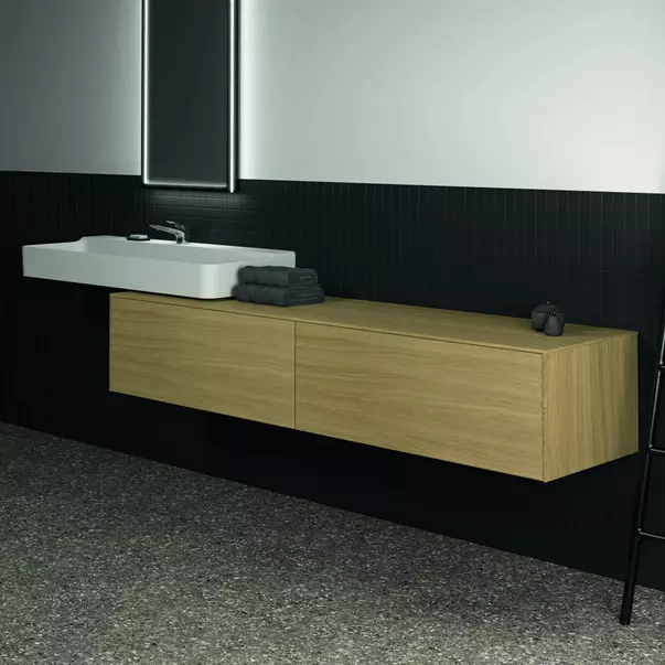 Dulap baza suspendat Ideal Standard Atelier Conca finisaj stejar deschis 2 sertare cu blat 200 cm [5]