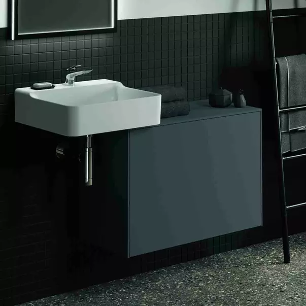 Mobilier Baie - Dulap baza suspendat Ideal Standard Atelier Conca 1 sertar cu blat 80 cm antracit mat