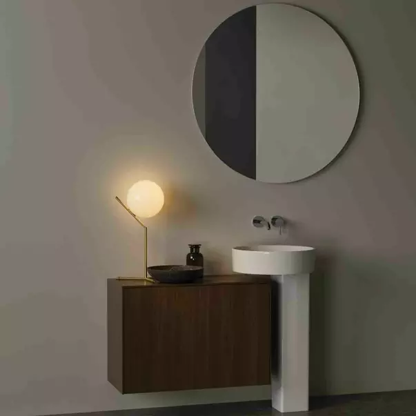 Mobilier Baie - Dulap baza suspendat Ideal Standard Atelier Conca 1 sertar cu blat 80 cm finisaj nuc inchis