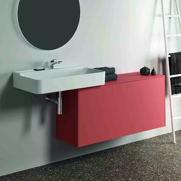 Dulap baza suspendat Ideal Standard Atelier Conca 1 sertar cu blat 120 cm rosu - oranj mat [2]