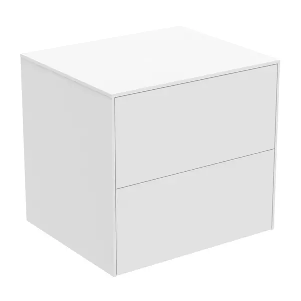 Mobilier Baie - Dulap baza suspendat Ideal Standard Atelier Conca alb mat 2 sertare cu blat 60 cm
