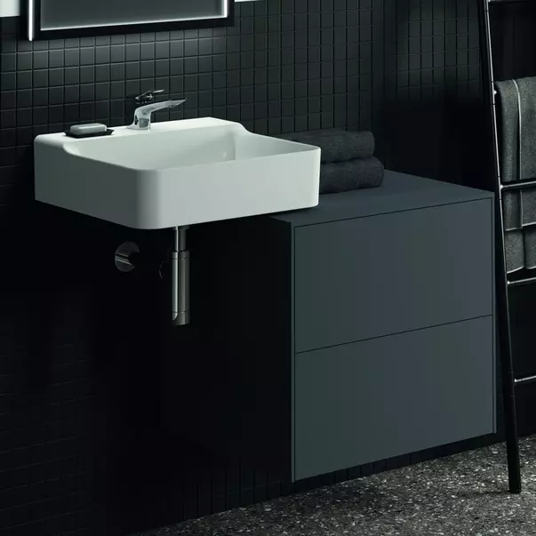 Mobilier Baie - Dulap baza suspendat Ideal Standard Atelier Conca antracit mat 2 sertare cu blat 60 cm