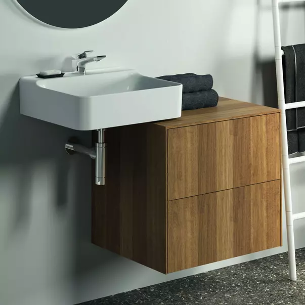 Dulap baza suspendat Ideal Standard Atelier Conca finisaj nuc inchis 2 sertare cu blat 60 cm [2]