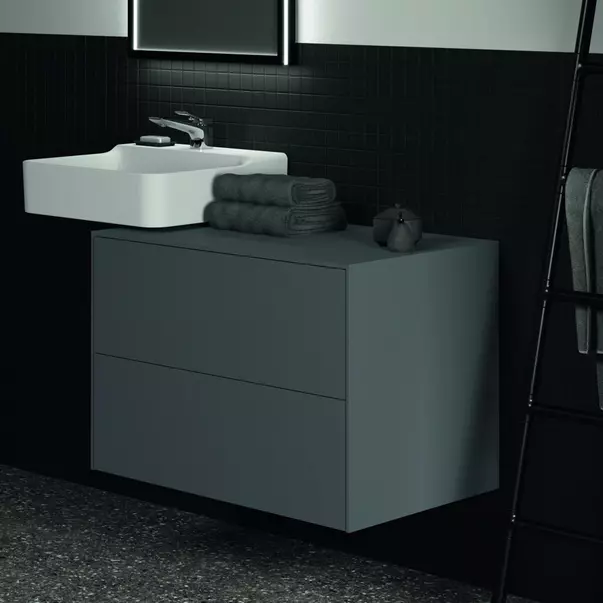 Dulap baza suspendat Ideal Standard Atelier Conca antracit mat 2 sertare cu blat 80 cm [7]