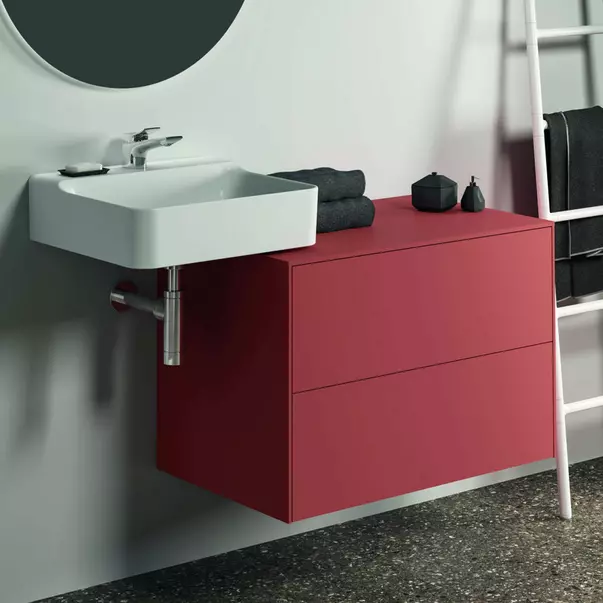 Dulap baza suspendat Ideal Standard Atelier Conca rosu - oranj mat 2 sertare cu blat 80 cm [5]
