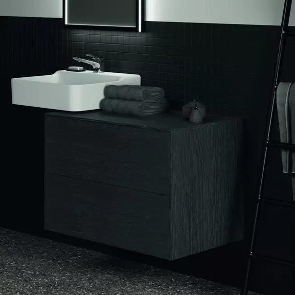 Dulap baza suspendat Ideal Standard Atelier Conca finisaj stejar inchis 2 sertare cu blat 80 cm [4]