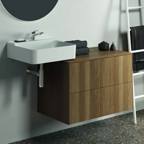 Dulap baza suspendat Ideal Standard Atelier Conca finisaj nuc inchis 2 sertare cu blat 80 cm [2]