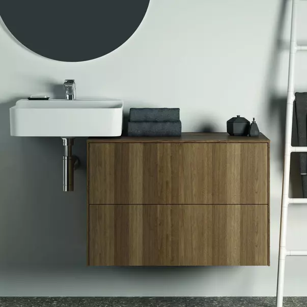 Dulap baza suspendat Ideal Standard Atelier Conca finisaj nuc inchis 2 sertare cu blat 80 cm [3]