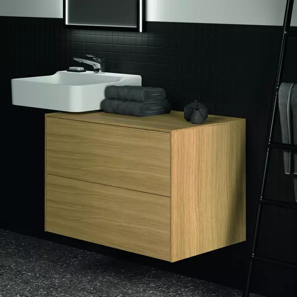Dulap baza suspendat Ideal Standard Atelier Conca finisaj stejar deschis 2 sertare cu blat 80 cm [5]