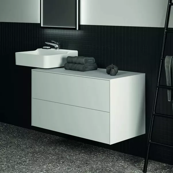Mobilier Baie - Dulap baza suspendat Ideal Standard Atelier Conca alb mat 2 sertare cu blat 100 cm