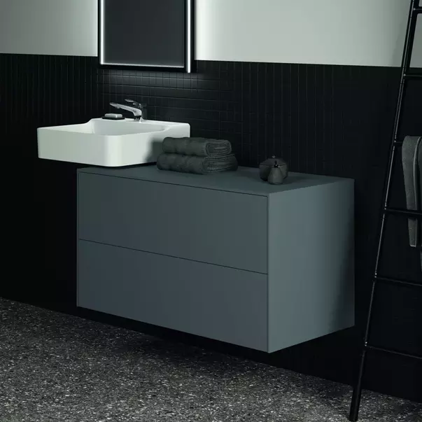 Dulap baza suspendat Ideal Standard Atelier Conca antracit mat 2 sertare cu blat 100 cm [4]