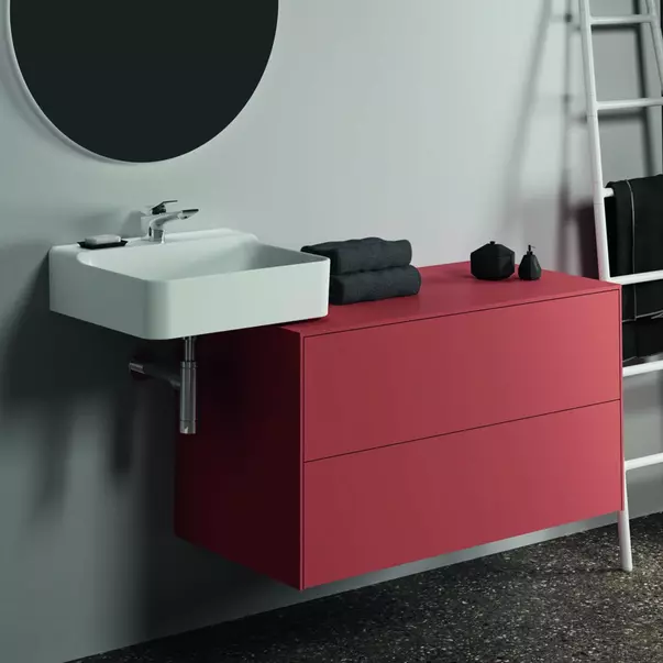  Dulapuri baie - Dulap baza suspendat Ideal Standard Atelier Conca rosu - oranj mat 2 sertare cu blat 100 cm