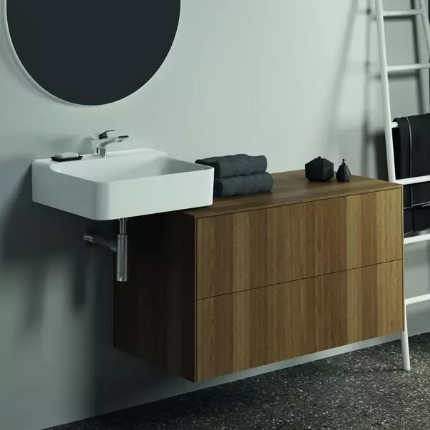 Dulap baza suspendat Ideal Standard Atelier Conca finisaj nuc inchis 2 sertare cu blat 100 cm [2]