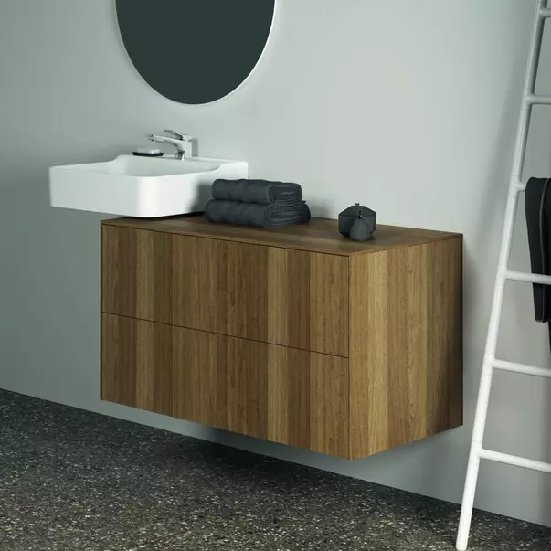 Dulap baza suspendat Ideal Standard Atelier Conca finisaj nuc inchis 2 sertare cu blat 100 cm [4]