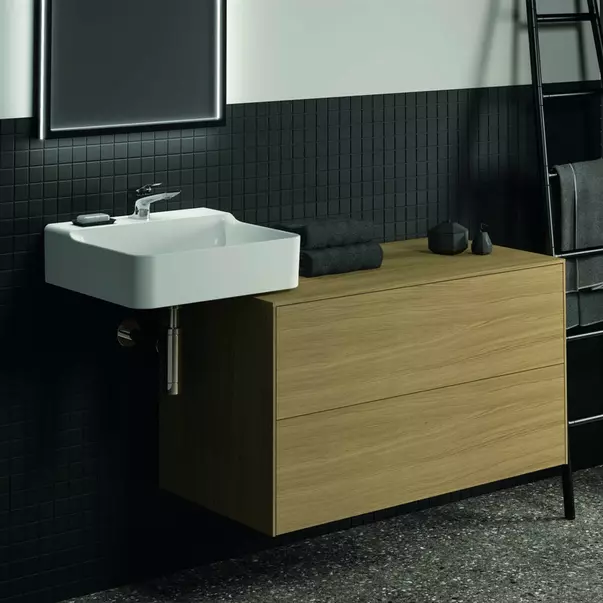  Dulapuri baie - Dulap baza suspendat Ideal Standard Atelier Conca finisaj stejar deschis 2 sertare cu blat 100 cm