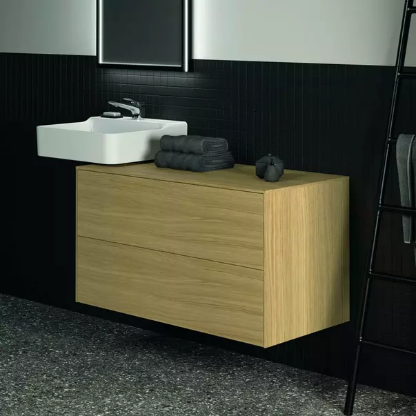 Dulap baza suspendat Ideal Standard Atelier Conca finisaj stejar deschis 2 sertare cu blat 100 cm [4]