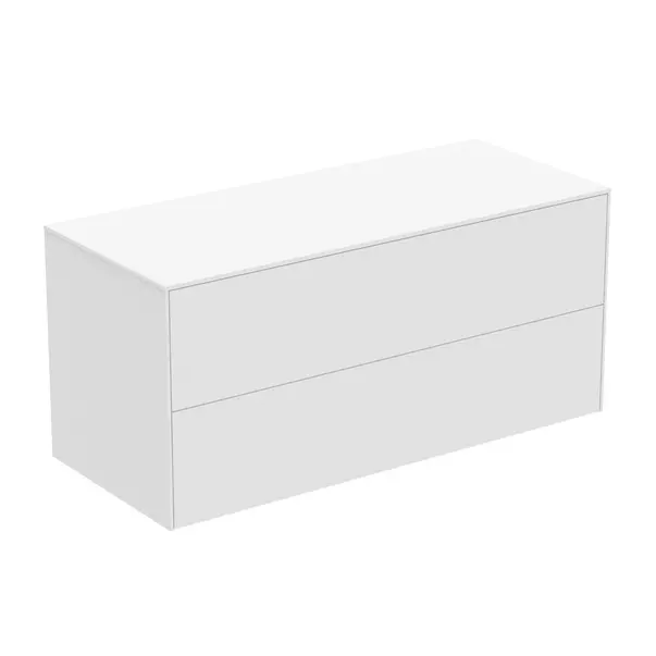 Mobilier Baie - Dulap baza suspendat Ideal Standard Atelier Conca alb mat 2 sertare cu blat 120 cm