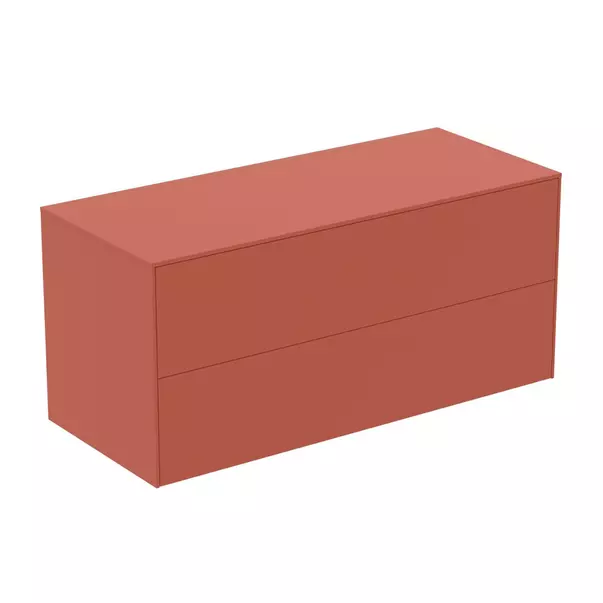  Dulapuri baie - Dulap baza suspendat Ideal Standard Atelier Conca rosu - oranj mat 2 sertare cu blat 120 cm