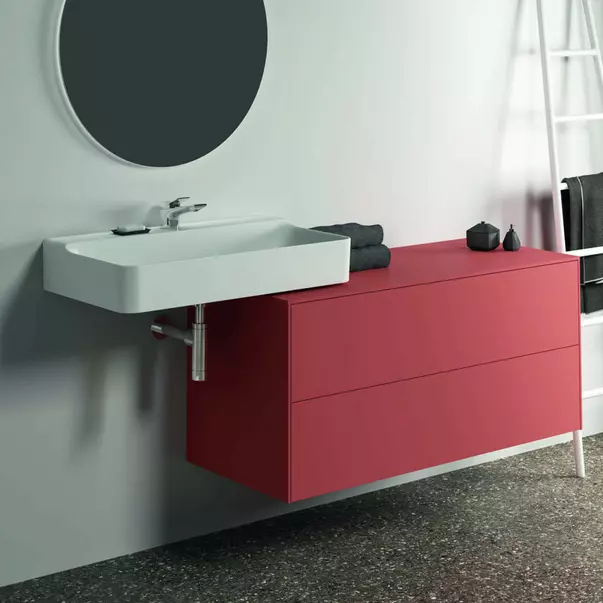 Dulap baza suspendat Ideal Standard Atelier Conca rosu - oranj mat 2 sertare cu blat 120 cm [2]
