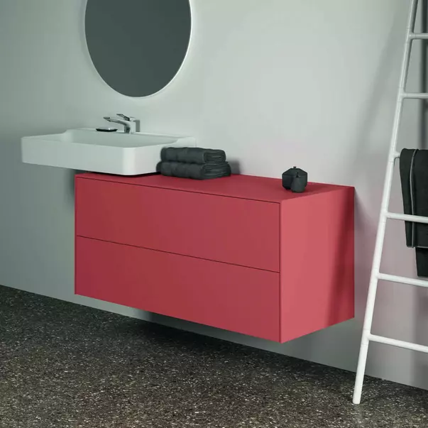 Dulap baza suspendat Ideal Standard Atelier Conca rosu - oranj mat 2 sertare cu blat 120 cm [6]