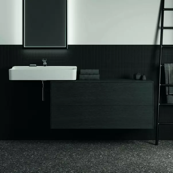  Dulapuri baie - Dulap baza suspendat Ideal Standard Atelier Conca finisaj stejar inchis 2 sertare cu blat 120 cm