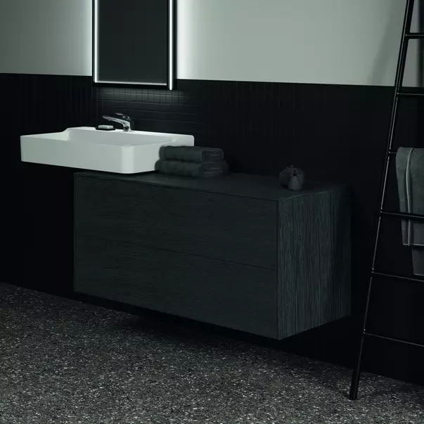Dulap baza suspendat Ideal Standard Atelier Conca finisaj stejar inchis 2 sertare cu blat 120 cm [5]