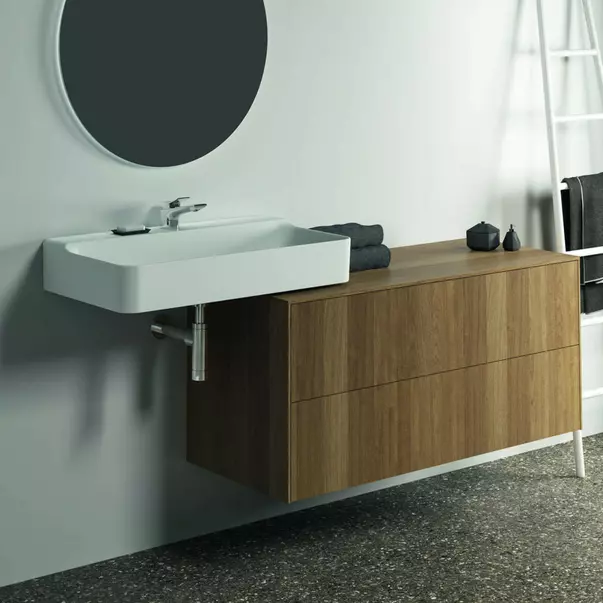 Dulap baza suspendat Ideal Standard Atelier Conca finisaj nuc inchis 2 sertare cu blat 120 cm [2]