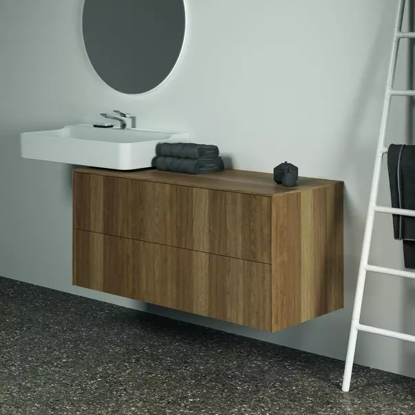 Dulap baza suspendat Ideal Standard Atelier Conca finisaj nuc inchis 2 sertare cu blat 120 cm [6]