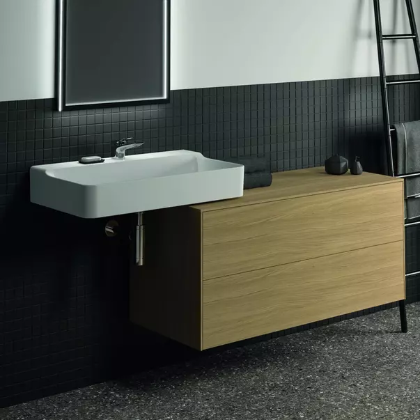 Dulap baza suspendat Ideal Standard Atelier Conca finisaj stejar deschis 2 sertare cu blat 120 cm [3]