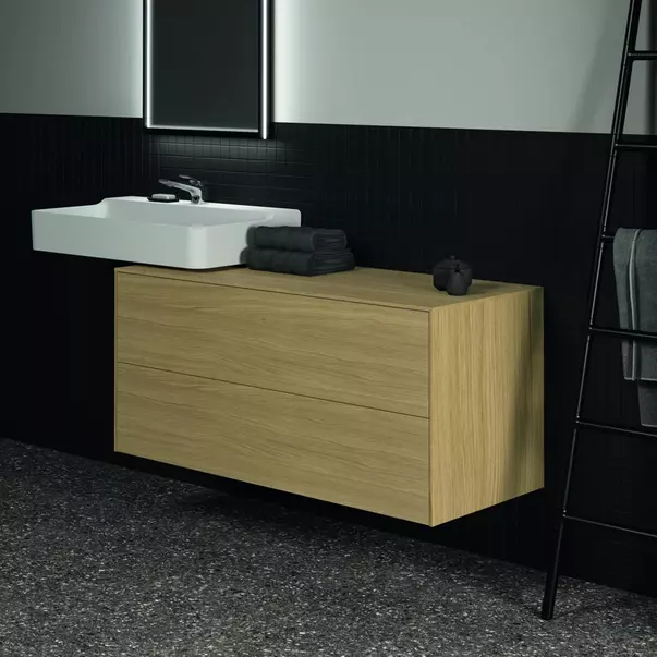 Dulap baza suspendat Ideal Standard Atelier Conca finisaj stejar deschis 2 sertare cu blat 120 cm [5]