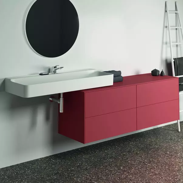 Dulap baza suspendat Ideal Standard Atelier Conca  rosu - oranj mat 4 sertare cu blat 160 cm [2]