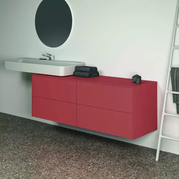 Dulap baza suspendat Ideal Standard Atelier Conca  rosu - oranj mat 4 sertare cu blat 160 cm [6]