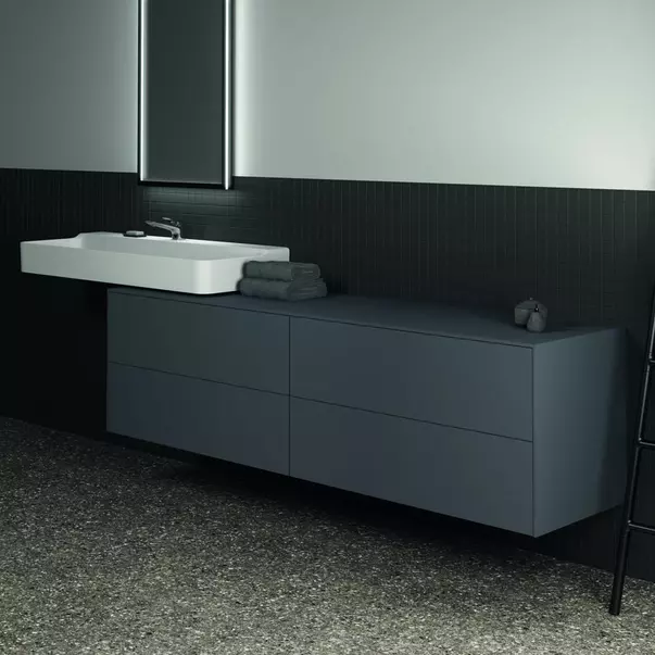 Dulap baza suspendat Ideal Standard Atelier Conca antracit mat 4 sertare cu blat 200 cm [4]