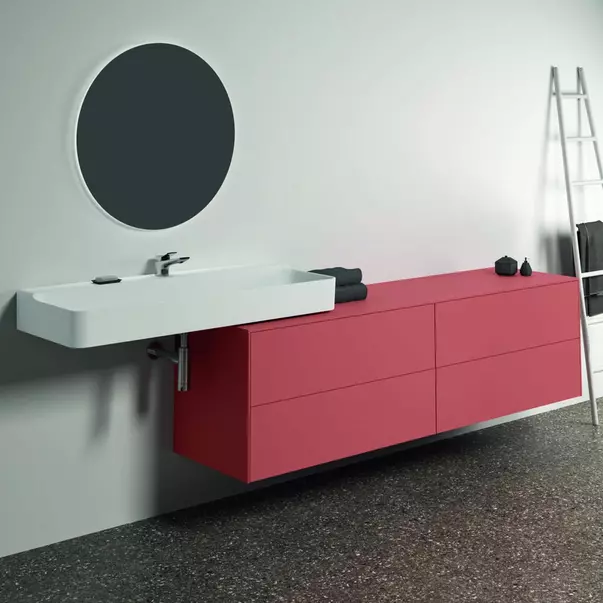 Dulap baza suspendat Ideal Standard Atelier Conca  rosu - oranj mat 4 sertare cu blat 200 cm [2]