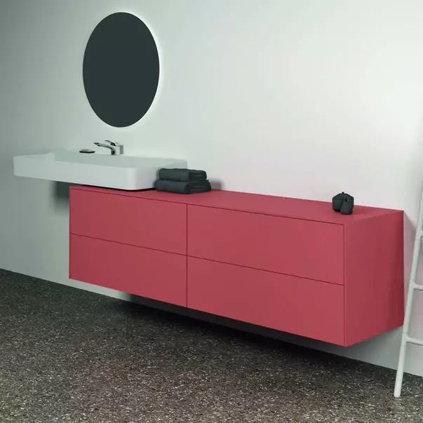 Dulap baza suspendat Ideal Standard Atelier Conca  rosu - oranj mat 4 sertare cu blat 200 cm [6]