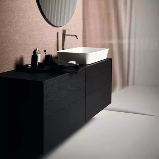  Dulapuri baie - Dulap baza suspendat Ideal Standard Atelier Conca finisaj stejar inchis 4 sertare cu blat 200 cm