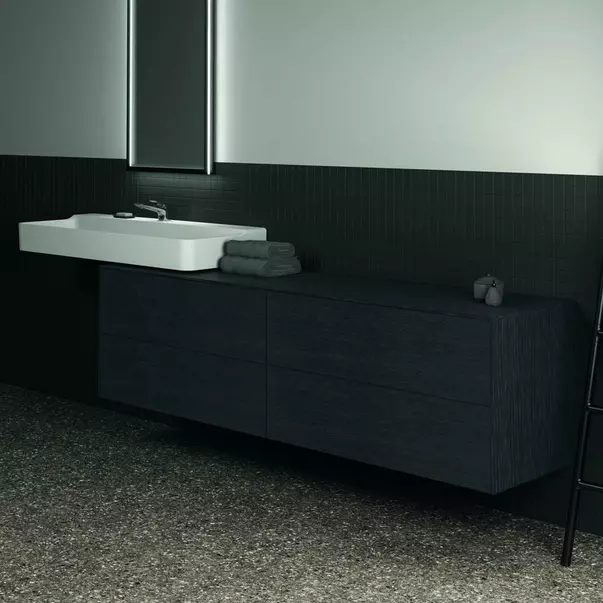 Dulap baza suspendat Ideal Standard Atelier Conca finisaj stejar inchis 4 sertare cu blat 200 cm [5]