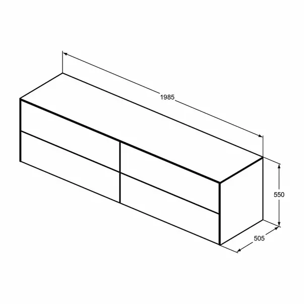 Dulap baza suspendat Ideal Standard Atelier Conca finisaj stejar inchis 4 sertare cu blat 200 cm [7]